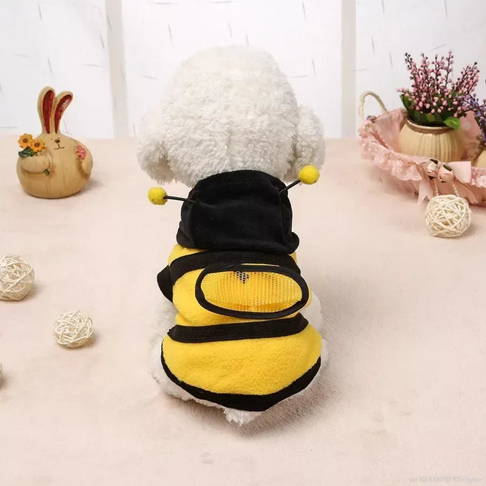 Pet Dog Apparel Coat Hoodie Costume Outfit Puppy Bumble Bee Warm Dog Cat Clothing Cosplay Dress Coat Pet Clothes For Small Dogs