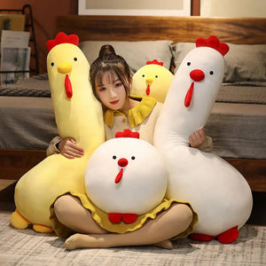 New Giant Fluffy Cock Plush Toys Sleeping Pillow Cute Animal Stuffed Swan Chicken Dolls Floor Mat Girls Birthday Gift