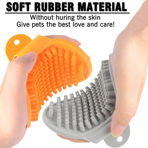 Dog Bath Brush,Dog Grooming Shedding Soothing Massage Rubber Bristles Curry Comb with Adjustable Ring Handle for Pet Dogs& Cats