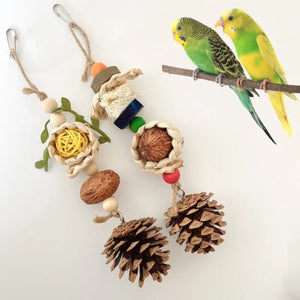 Large Parrot Toy Tearing Natural Wooden Blocks Bird Chewing Toy Parrot Cage Bite Toy Environmental Protection Bird Parrot Toy