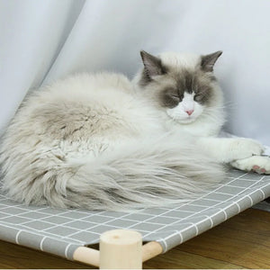 Cat and Dog Hammock Bed  Wooden Cat Hammock Elevated Cooling Bed Detachable Portable Indoor Outdoor Pet Bed Suitable