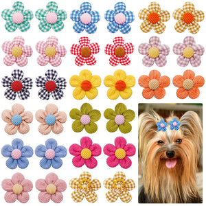 10/20PCS Autumn and Winter Daisy Dog Hair Bows Sunflower Bows Rubber Bands for Small Dogs Colorful Grooming Hair Accessories