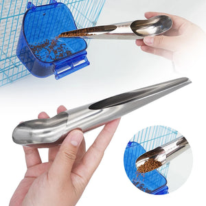 Pet Bird Parrot Feeder Spoon Stainless Steel Food Adding Spoon Bird Cage Food Add Accessories Small Pet Feeding Tool 1 Pc