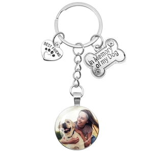 Custom Pet Photo Key Ring In Memory Of My Dog Mini Heart Claw Pendant Glass Keychain Car Key Man Women Favorite Souvenir Jewelry