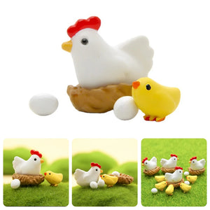 1 Set Home Decoration Mix Chicken Chick Egg Nest Figurine Miniatures Home Decoration Kawaii Garden Accessories Easter Decor