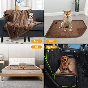 Waterproof Pet Blanket Liquid Pee Proof Dog Blanket for Sofa Bed Couch Cat Reversible Sherpa Fleece Furniture Protector Cover