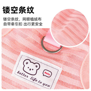 Spring and Summer Pet Feet Breathable Lightweight Hollow Striped Pulling Dog Vest Cat Teddy Dog Clothes Cooling Vest for Dogs