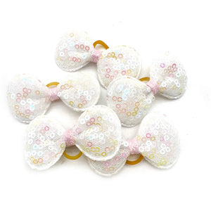 10 pcs Sequin Style Small Dog Hair Bows with Rubber Bands Yorkshire Hair Decorate Pet Grooming Accessories