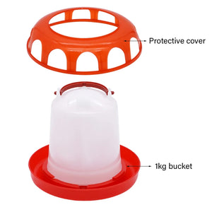 Automatic Chicken Water Feeder Bucket with Cover Quail Pigeon Feeder Chicken Feeding Bucket Poultry Animal Feeding Tools