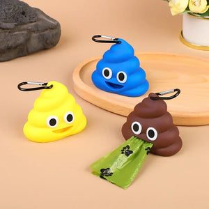 Portable Dog Poop Bags Dispenser Holder Shit-shaped Trash Sack Case Carrier Outdoor Garbage Storage Box for Pet Faeces Cleaning