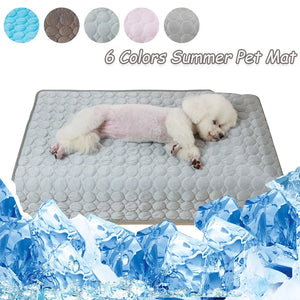 Summer Dog Cooling Mat Dog Cat Sleeping Pad Cool Ice Silk Moisture-proof Mattress Cushion Small Animal Cold Bed 5 Sizes