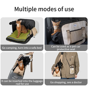 Soft Cat Dog Carriers Portable Breathable Foldable Shoulder Bag Outgoing Travel Puppy Kitten Handbag with Locking Safety Zippers