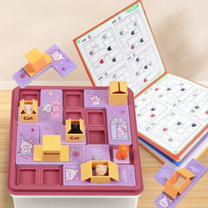 Children Educational Learning Toy Pet Cat Boxes Catching Puzzle Board Games Montessori Logical Thinking Training 6 to 10 Ages