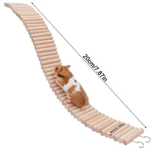 Nature Wood 2in1 Cage Ladder Fence Bundle Chew Toy Climbing Ladder Bridge For Hamster Chinchilla Reptile Small Animals Supplies