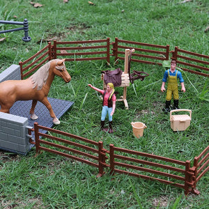 Oenux Farm Wash Horses Stable Club Animals Playset Cafe House Model Horseman Saddle Rider Fence Action Figures Xmas Gift Kid Toy