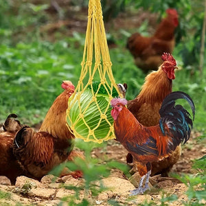 Chicken Vegetable Net Bag Poultry Fruit Holder Chicken Cabbage Feeder Treat Feeding Tool For Hen Goose Large Birds Chicken House