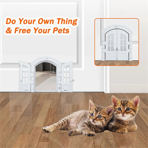 Inertior Door for Small Cats Easy Install Pet Door without Flap for Pets up to 10kg French Doors Dropshipping