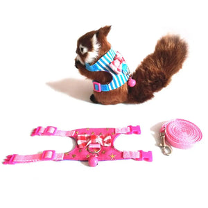 Stripe Pet Chest Strap Hamster Rabbit Bowtie Harness Vest Leash Traction Rope Ferrets Rats Bowknot Chest Strap Small Pet Leashes