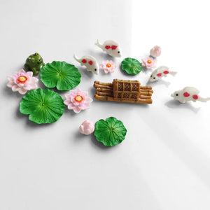 BAIUFOR Fish School Mermaid Lotus leaf Octopus Terrarium, Aquarium Figurines DIY Fairy Garden, Fish Tank Landscape Miniature