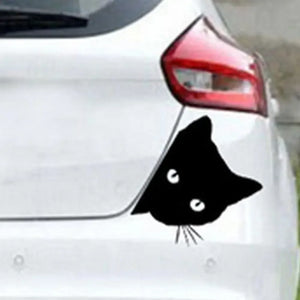 Creative Black Cat Face Peeking Car Stickers Automotive Decal Window Decoration Reflective Sticker Window Door  Sticker 12*15cm