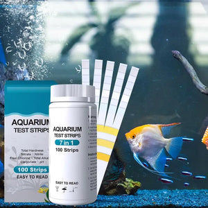 100 pcs Fish Tank Test Kit For Freshwaters Saltwater Water Test Kits 7 In 1 Aquarium Test Strips PH NO3 NO2 GH KH CI TCLs