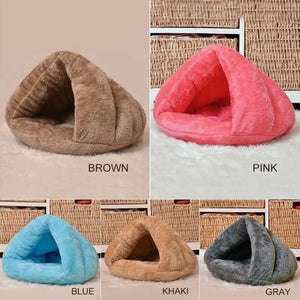 Pet Dog Cat Triangle Bed House Warm Cushion Bedding Cave Basket Kennel Washable Cat Kennel Winter Small Dog Kennel