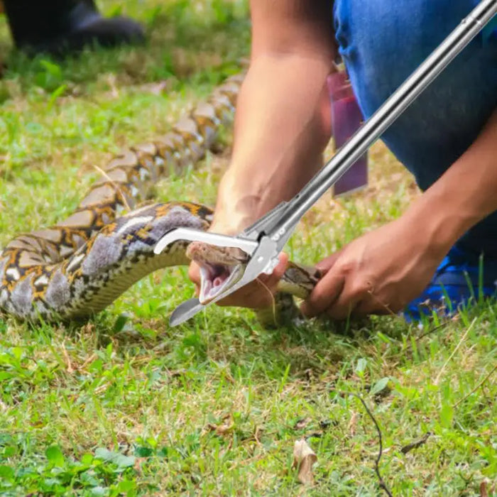 Multipurpose Snake Catcher Tongs Foldable Stainless Steel Wide Jaw Reptile Grabber Stick Tool For Catching Handling Snakes