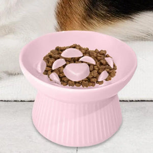 Cat Food Stand Ceramic Pet Food And Water Feeder Raised Feeding Bowl Puppy Non-Slip Dish Cat Feeding & Watering Supplies For