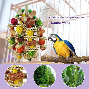 Parrot Toys Natural Corn Wood Parrot Bird Toys Love Bird Cage Funny Training Bird Toys Bite Resistant Bird Tearing Toy