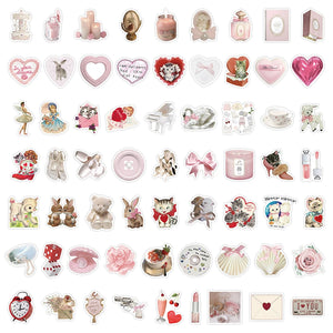 10/30/60pcs Cute Cartoon Pink Coquette Stickers Cat Animal Decals Decoration Notebook Phone Suitcase Fridge Guitar Sticker Toys