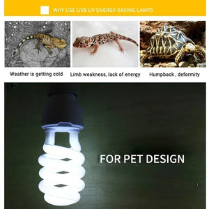 5.0 10.0 UVB Reptile Lamp 13W Energy Saving Terrarium Light UVB UVA Heating Lamp for Turtle Lizard Snake Reptile