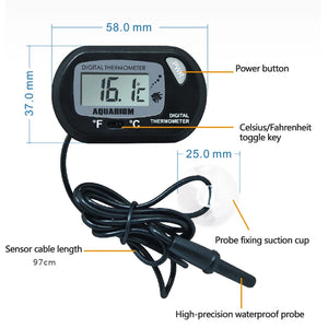 Fish Tank LCD Digital Aquarium Thermometer Temperature Water Meter Aquarium Temp Detector Fish Alarm Pet Supplies Tool Aquatic