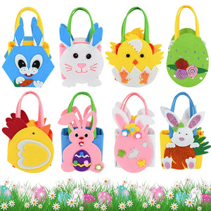 Easter Felt Egg Basket Chicken Rabbit Cookie Candy Gift Storage Bags Kids Favors 2024 Happy Easter Party Decoration Supplies