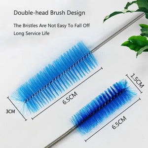 Aquarium Pipe Cleaning Brush Fish Tank Cleaner Tube Stainless Steel Water Filter Air Tube Flexible Double End Hose Accessories