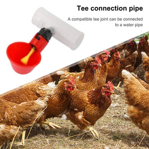 30-6pcs Automatic Chicken Drinker Bowl Bird Water Cups PVC Tee Fittings 20/25mm Plastic Livestock Drinking Feeder Tee Connector