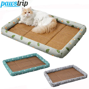 Summer Rattan Cat Bed Comfortable Pet Ice Mat for Cats Small Dogs Cat Nest Mat Kitten Puppy Beds Cushion Pets Supplies