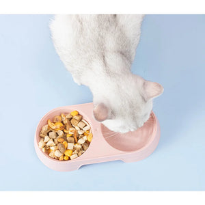 Pet Double Bowl Plastic Kitten Dog Food Drinking Tray Feeder Cat Feeding Pet Supplies Accessories Dog Accessories Pet Bowl