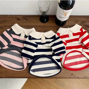 Summer Dog Polo Shirt Pet Dog Cooling Clothes Striped Sweatshirt Chihuahua Puppy Pullover Dog Vest for Small Medium Dogs Costume