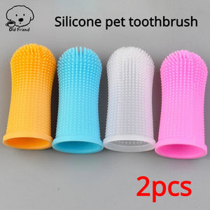 2 Pcs Pet Silicone Finger Brush Portable Pet Mouth Cleaning Finger Toothbrush Chien Accessoires Pour Chiens Pet Products