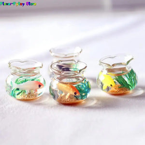 1X Dollhouse Miniature Glass Fish Tank Bowl Aquarium Doll House Home Ornament Toy For Dollhouse Decals