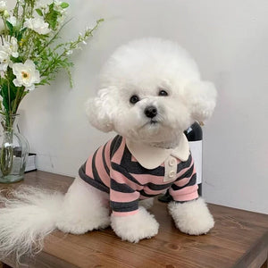 Summer Dog Polo Shirt Cute Puppy Clothes Simple Striped Cat Shirt Fashion Pet Kitten Vest Soft Dog Apparel Chihuahua Dog Clothes