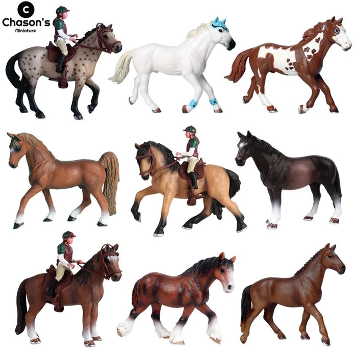 Miniature Horse Cowboy Stud Farm Stable Horseman Action Figures Animal Model Appaloosa Harvard Hannover Clydesdale Quarter Horse