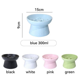 Cat Food Bowl Ceramic Elevated Cats Small Dogs Slow Feed Bowls Anti-choking Pet Eating Feeders Anti-gulping Puppy Supplies