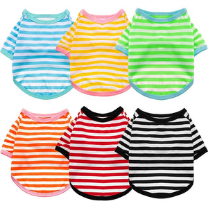 Summer Dog Striped T-Shirt Dog Shirt Breathable Pet Apparel Colorful Puppy Sweatshirt Dog Clothes for Small To Medium Dogs Puppy