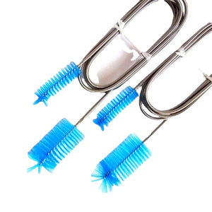 155/90cm Aquarium Cleaning Brush Stainless Steel Flexible Bent Tube 2x brush Water Air Tube Hose Cleaner Fish Tank Accessories