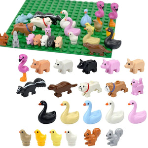 City Animal Building Blocks Duck Swan Pig Cat Figures Bird Dog Zoo Farm Accessories Small Particles Bricks Set Kid Toys Gifts