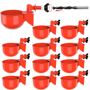 Chicken Water Feeder Automatic Filling Waterer Poultry Drinking Bowl For Chick Ducks Birds Turkeys Etc 12pcs Large Cups