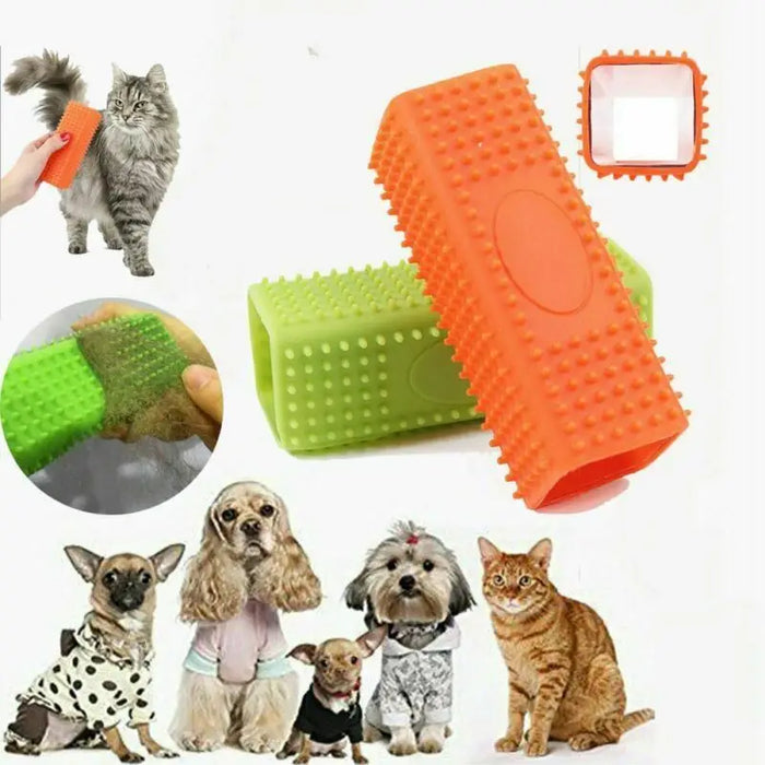 Silicone Pet Hair Removal Brush Cat Grooming Tool Cleaner Brush Comb Cube Cat DogHair Shedding Trimming Massage Pet