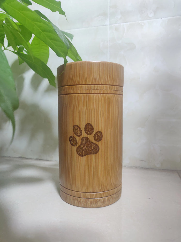 Carved Custom Bamboo Pet Urn Cremation Cute Cat Dog Paws S-L Size Puppy Kitten Ashe for Urn Funeral Supplies Pet Dog Accessories