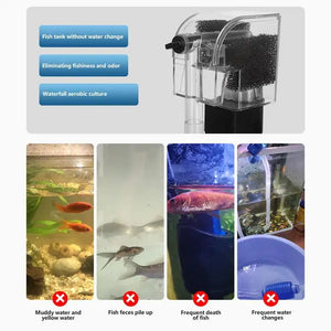 For Aquarium Fish Tank Filter Water Pumps External Hang Up Filter Oxygen Submersible Water Purifier Mini Aquarium Filter Pump